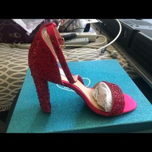 Betsey Johnson 7.5 Red Rhinestone Heels
